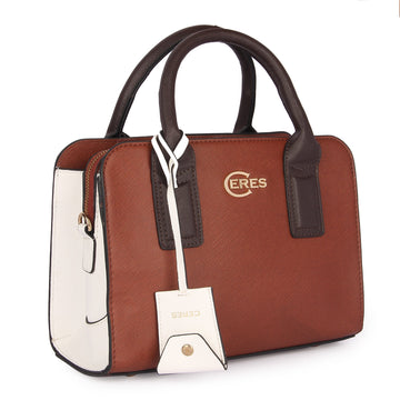 Isana Handbag-Tan&White